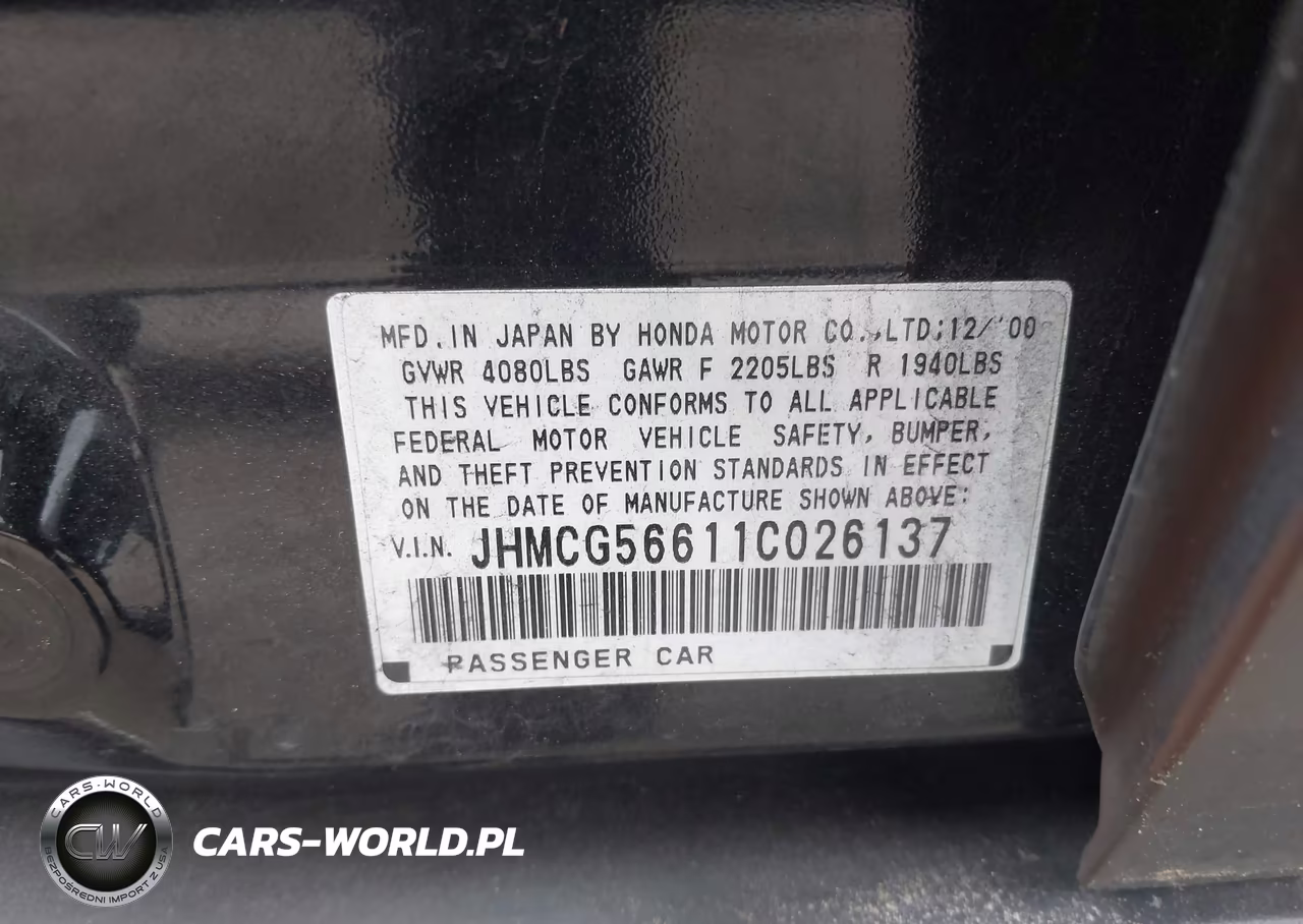2001 Honda Accord 2.3 Ex VIN:JHMCG56611C026137 - 9