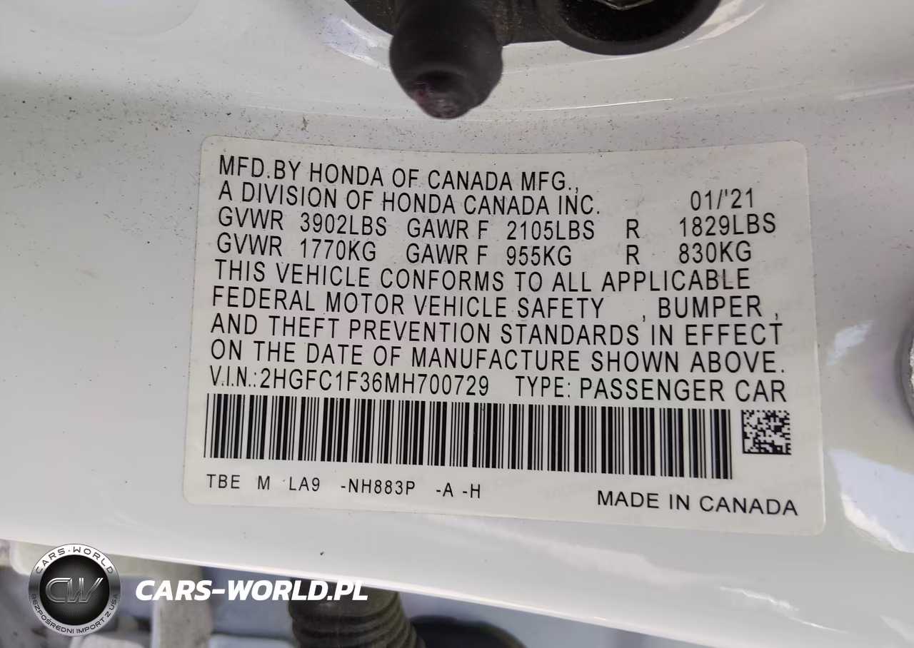 2021 Honda Civic Ex VIN:2HGFC1F36MH700729 - 9