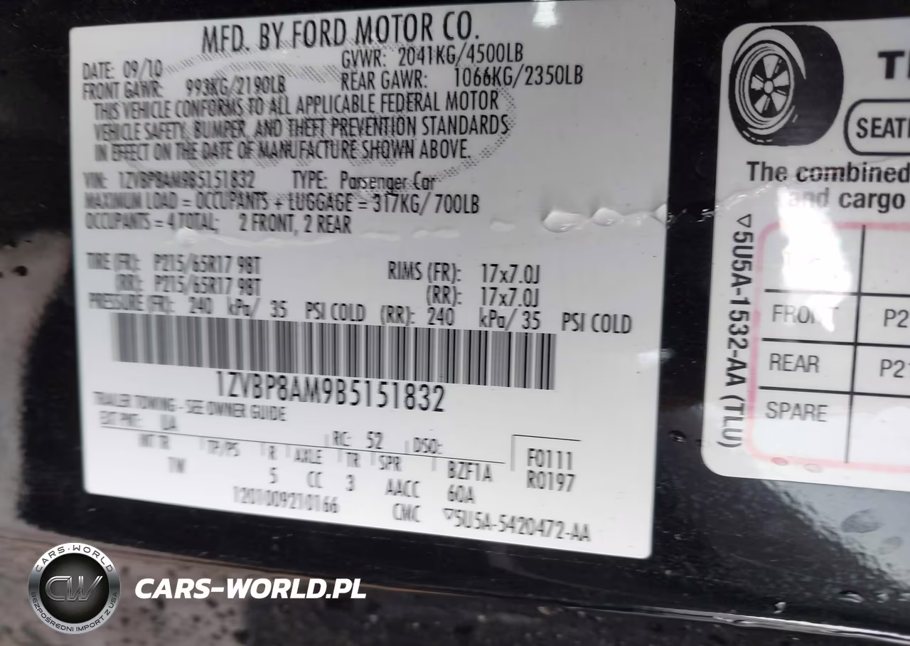 2011 Ford Mustang V6 VIN:1ZVBP8AM9B5151832 - 9