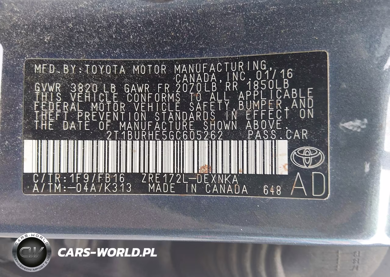 2016 Toyota Corolla Le VIN:2T1BURHE5GC605262 - 9