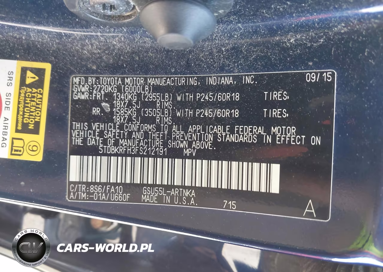 2015 Toyota Highlander Le Plus V6 VIN:5TDBKRFH3FS212191 - 9