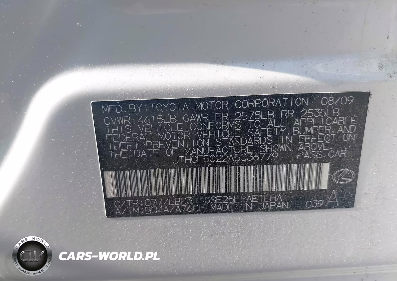 2010 Lexus Is 250 VIN:JTHCF5C22A5036779 - 9