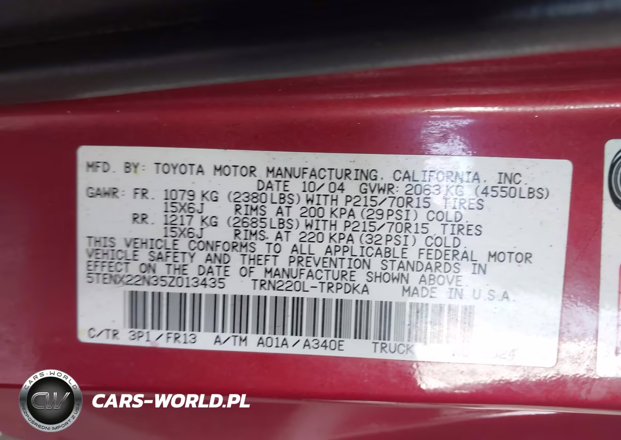 2005 Toyota Tacoma VIN:5TENX22N35Z013435 - 9