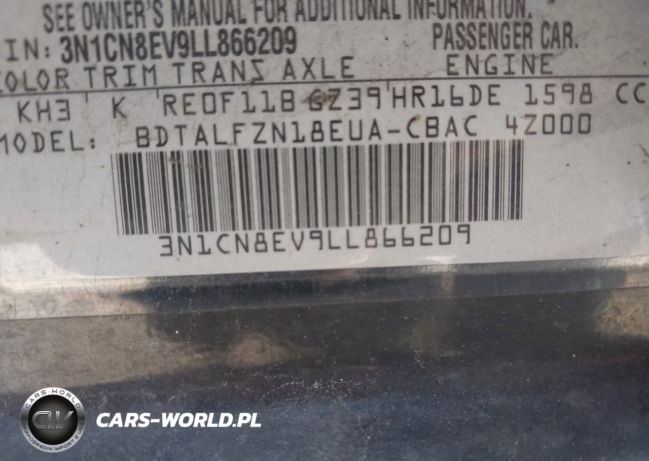 2020 Nissan Versa Sv Xtronic Cvt VIN:3N1CN8EV9LL866209 - 9