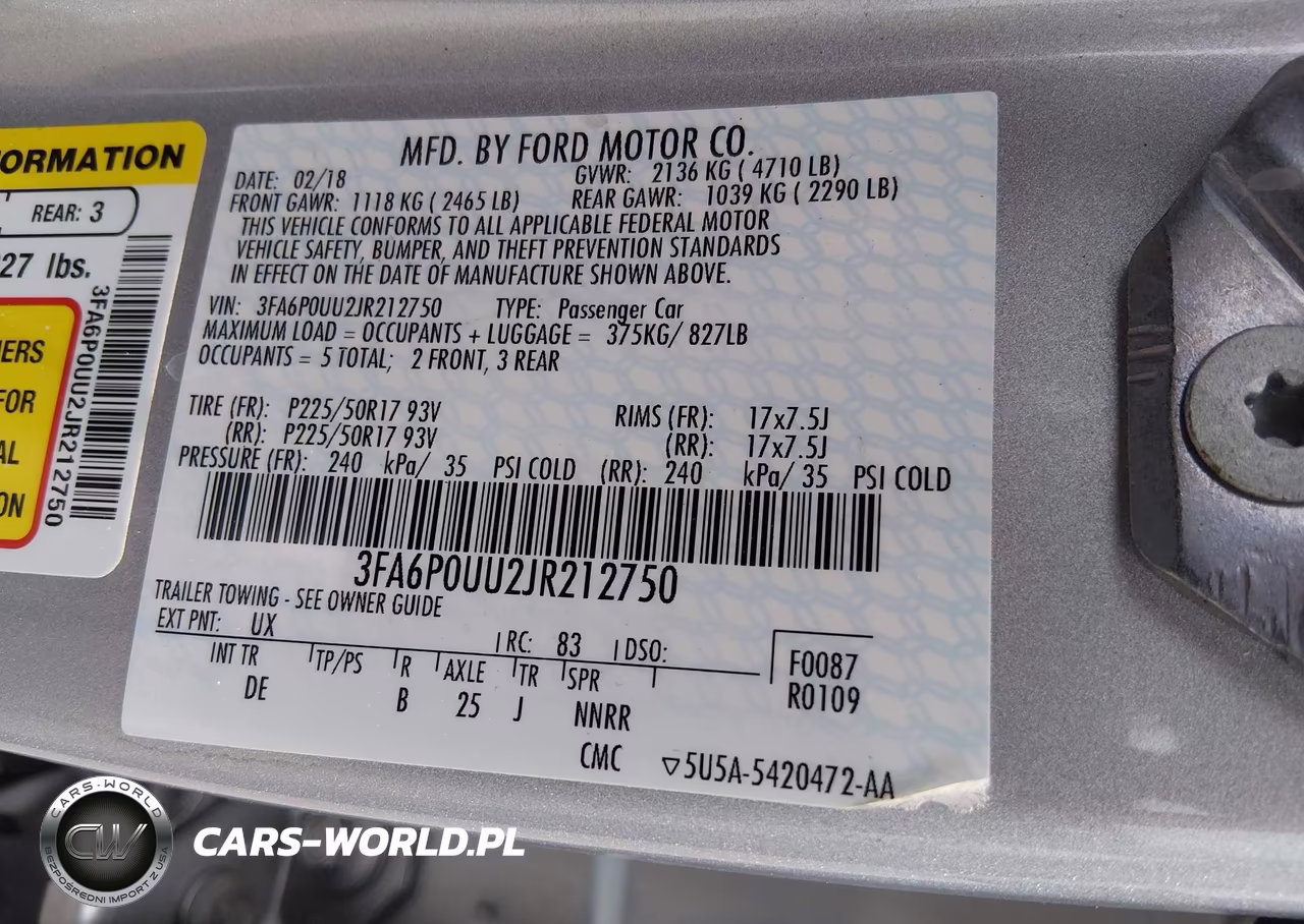 2018 Ford Fusion Hybrid S VIN:3FA6P0UU2JR212750 - 9