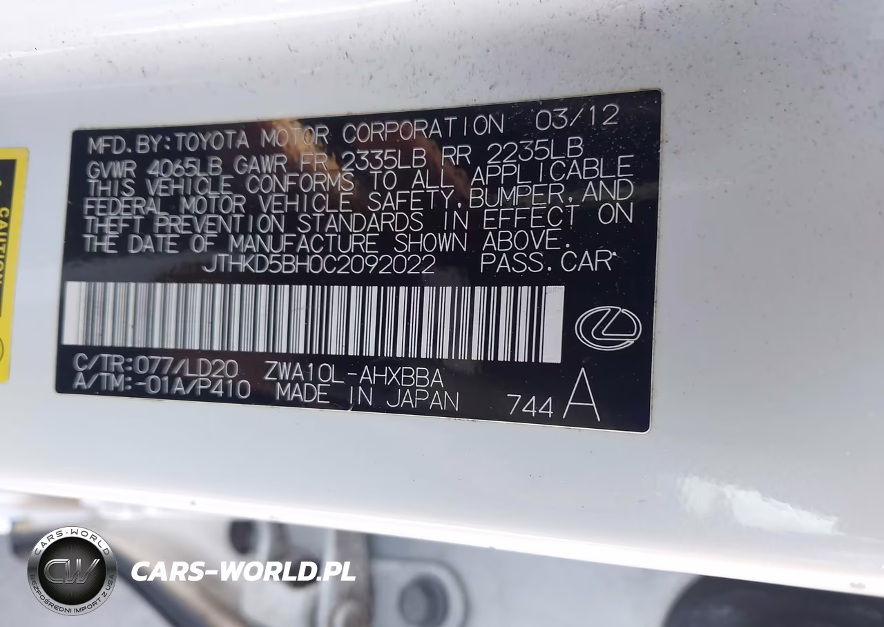 2012 Lexus Ct 200H Premium VIN:JTHKD5BH0C2092022 - 9