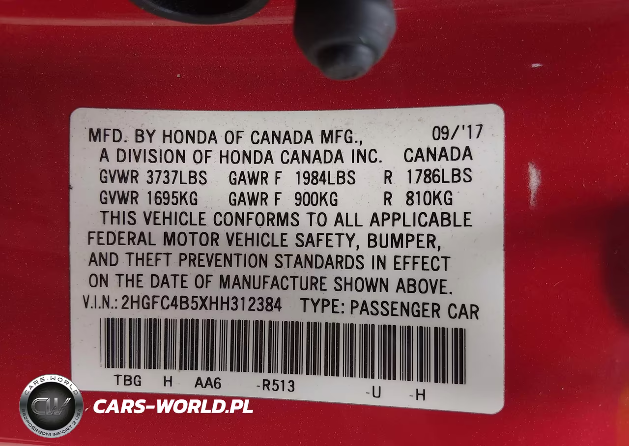 2017 Honda Civic Lx VIN:2HGFC4B5XHH312384 - 9