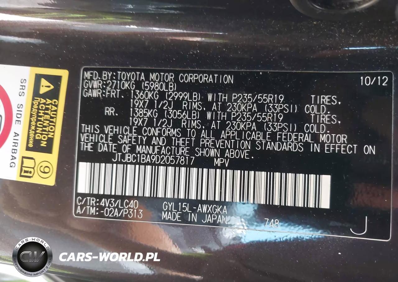 2013 Lexus Rx 450H VIN:JTJBC1BA9D2057817 - 9