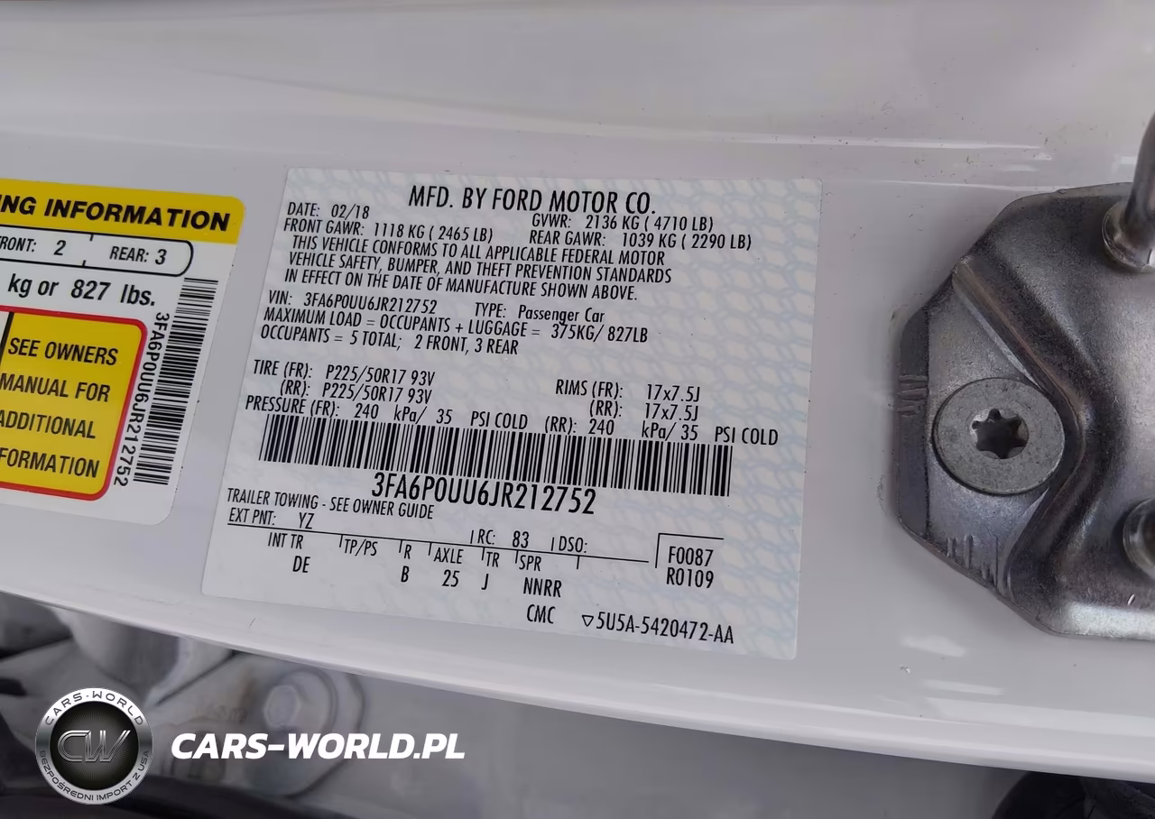 2018 Ford Fusion Hybrid S VIN:3FA6P0UU6JR212752 - 9