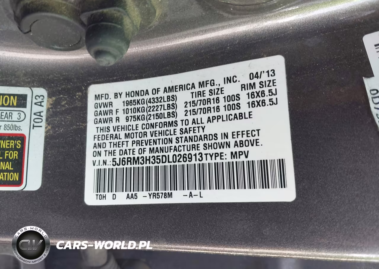 2013 Honda Cr-V Lx VIN:5J6RM3H35DL026913 - 9
