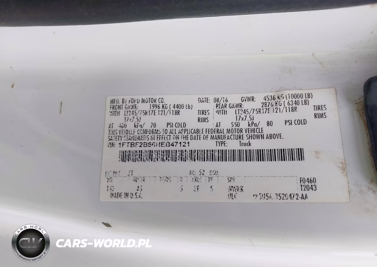 2017 Ford F-250 Xl VIN:1FTBF2B66HEB47121 - 9