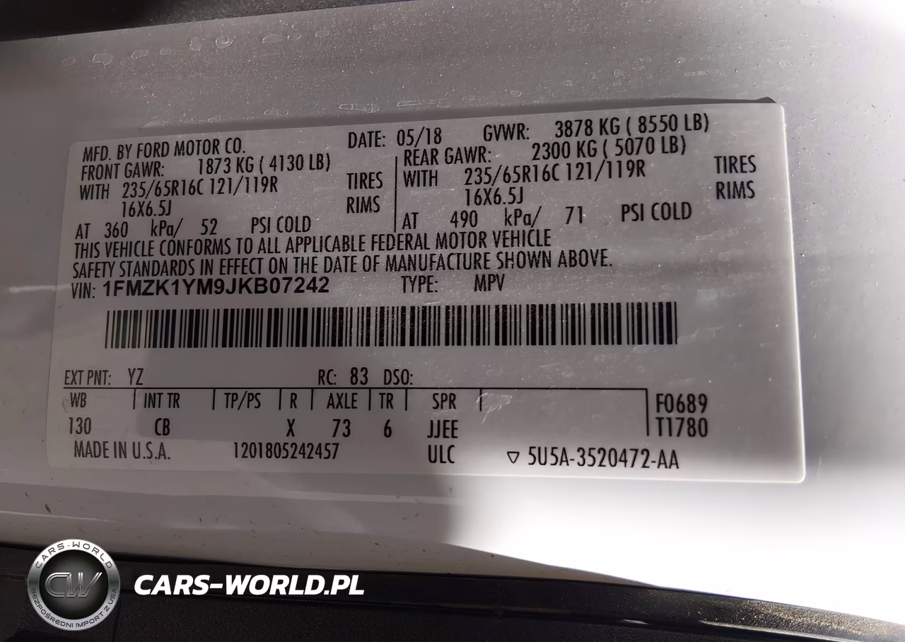 2018 Ford Transit-150 Xl VIN:1FMZK1YM9JKB07242 - 9