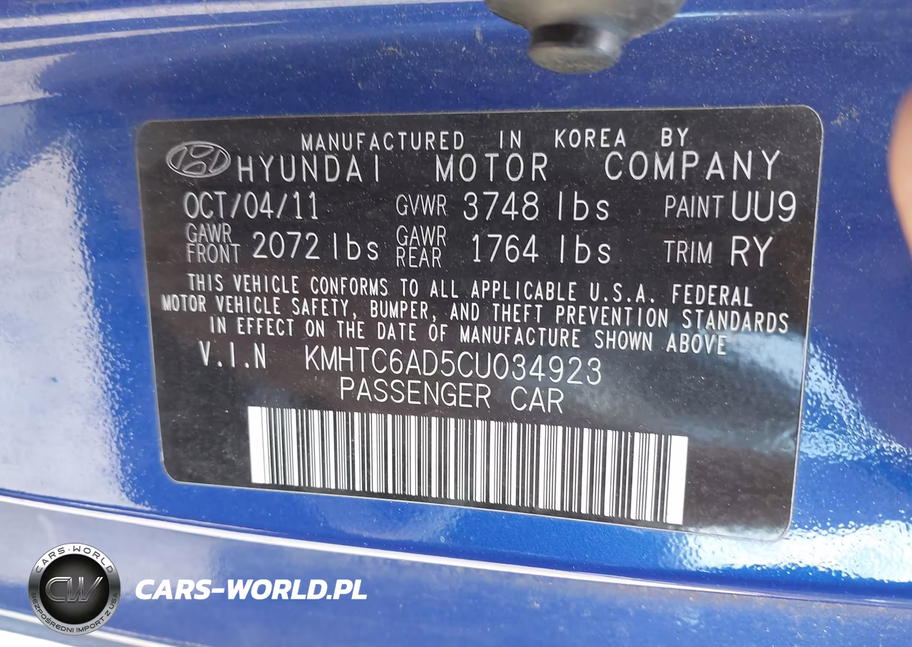 2012 Hyundai Veloster Base W-Gray VIN:KMHTC6AD5CU034923 - 9