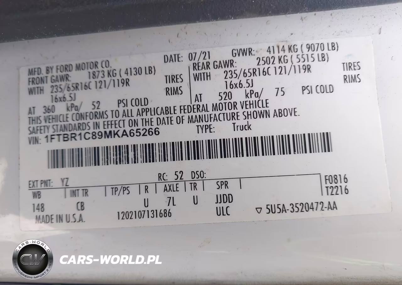 2021 Ford Transit-250 VIN:1FTBR1C89MKA65266 - 9