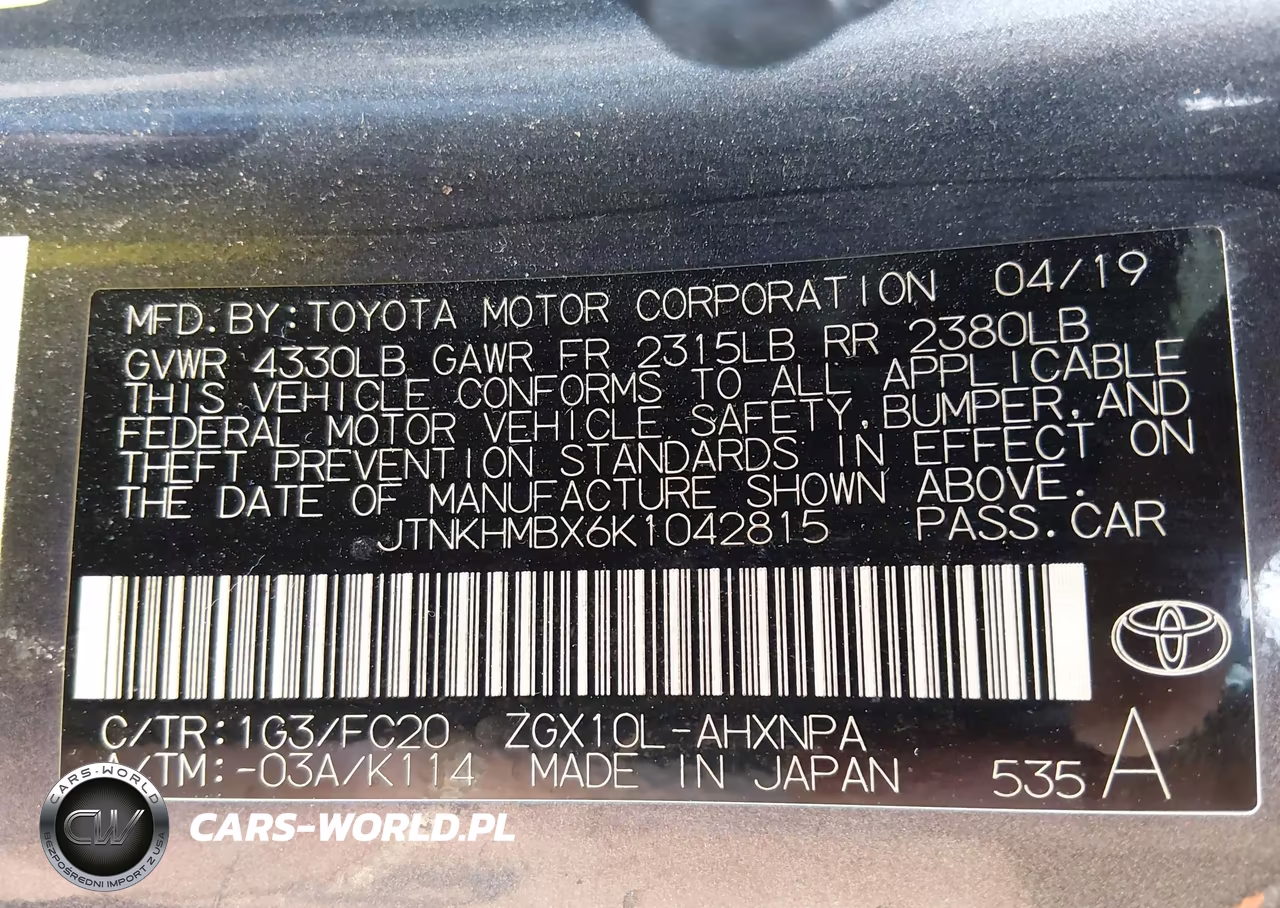2019 Toyota C-Hr Le VIN:JTNKHMBX6K1042815 - 9