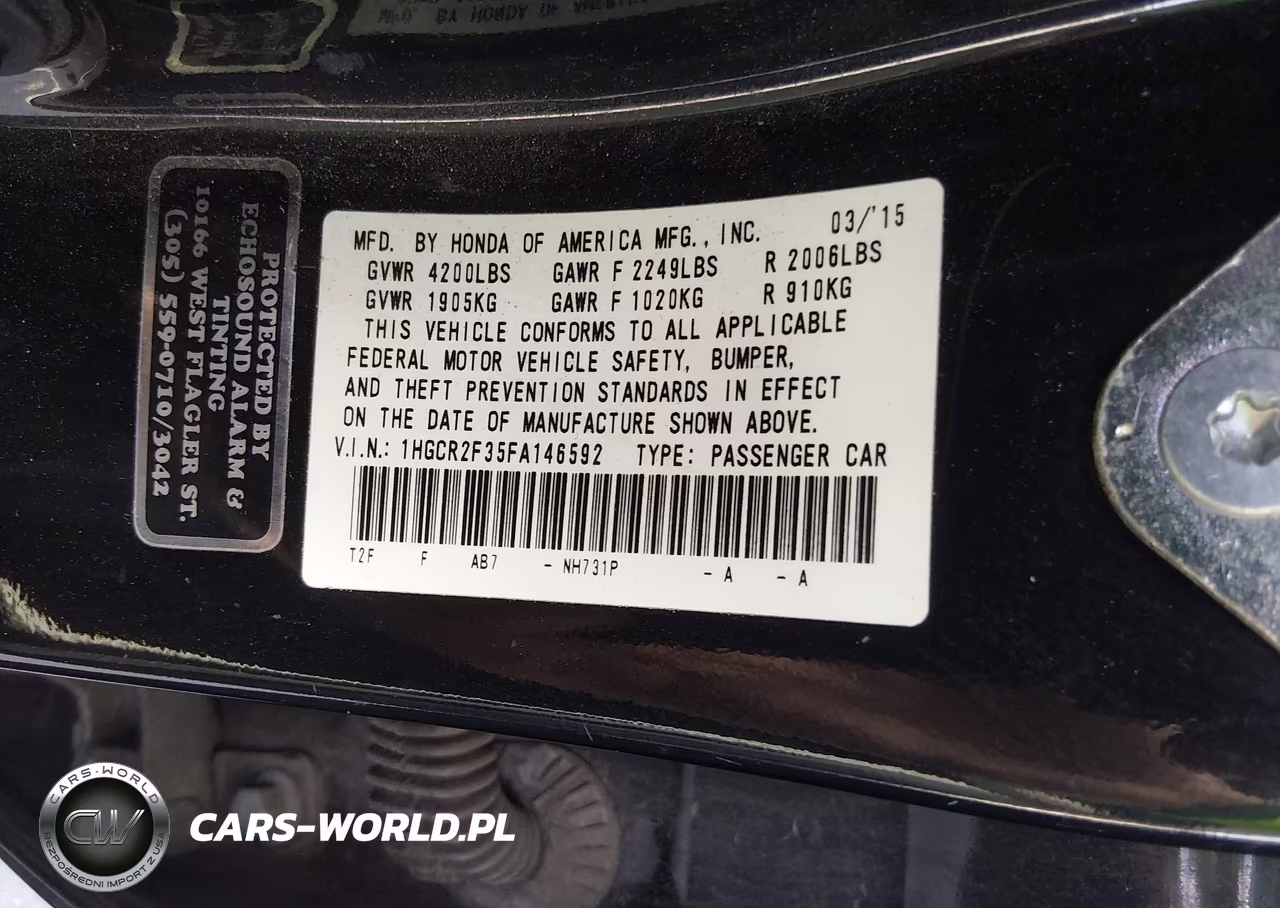 2015 Honda Accord Lx VIN:1HGCR2F35FA146592 - 9