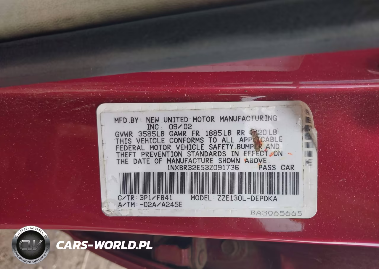 2003 Toyota Corolla Ce VIN:1NXBR32E53Z091736 - 9