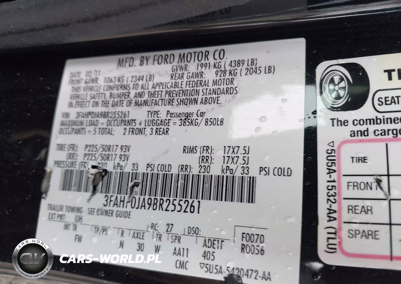 2011 Ford Fusion Sel VIN:3FAHP0JA9BR255261 - 9