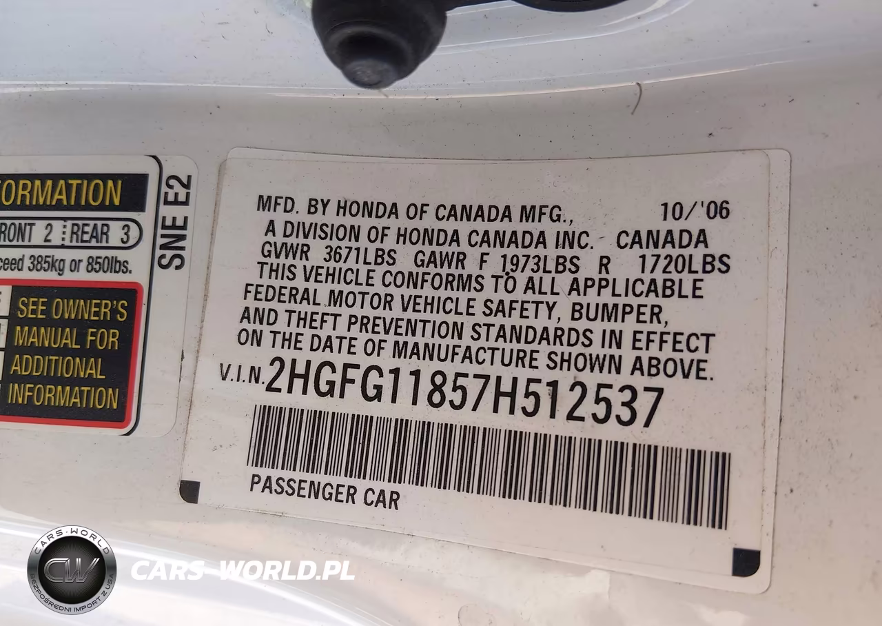 2007 Honda Civic Ex VIN:2HGFG11857H512537 - 9
