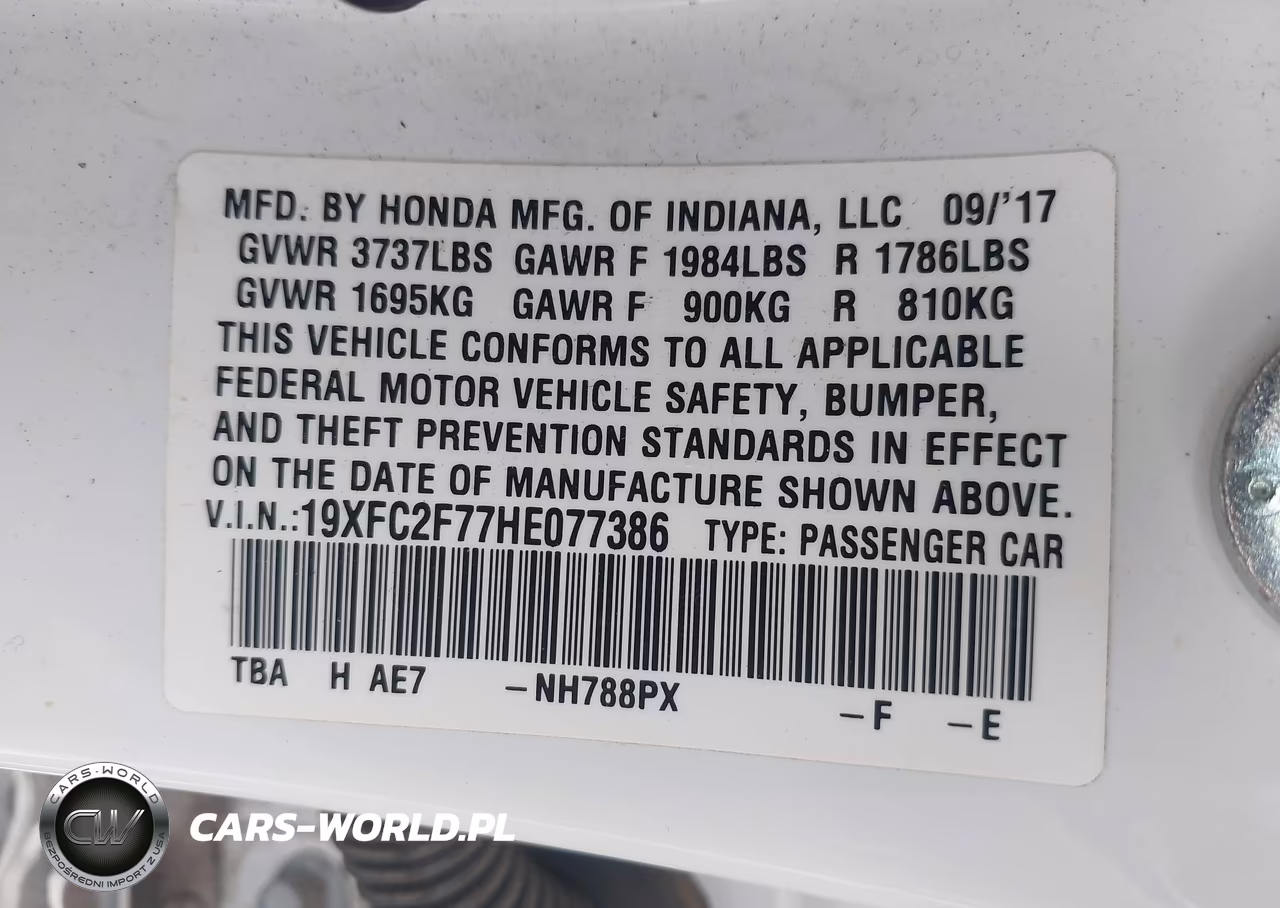 2017 Honda Civic Ex VIN:19XFC2F77HE077386 - 9