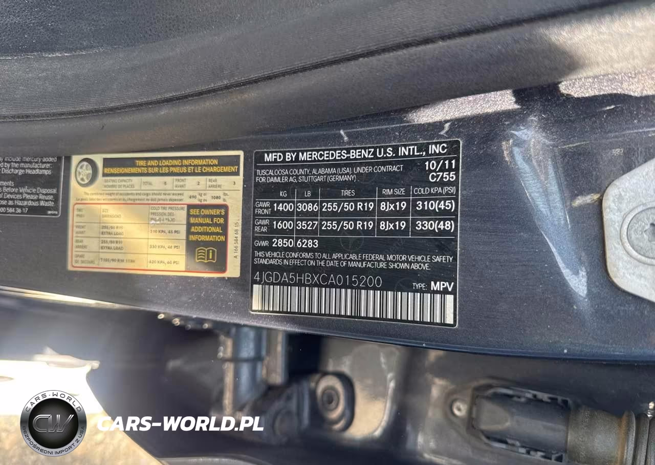 2012 Mercedes-Benz Ml 350 4Matic VIN:4JGDA5HBXCA015200 - 9