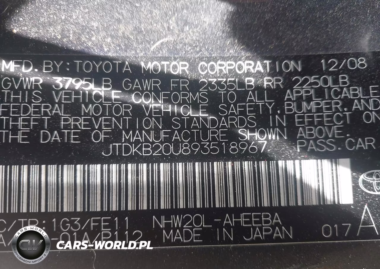 2009 Toyota Prius Standard VIN:JTDKB20U893518967 - 9