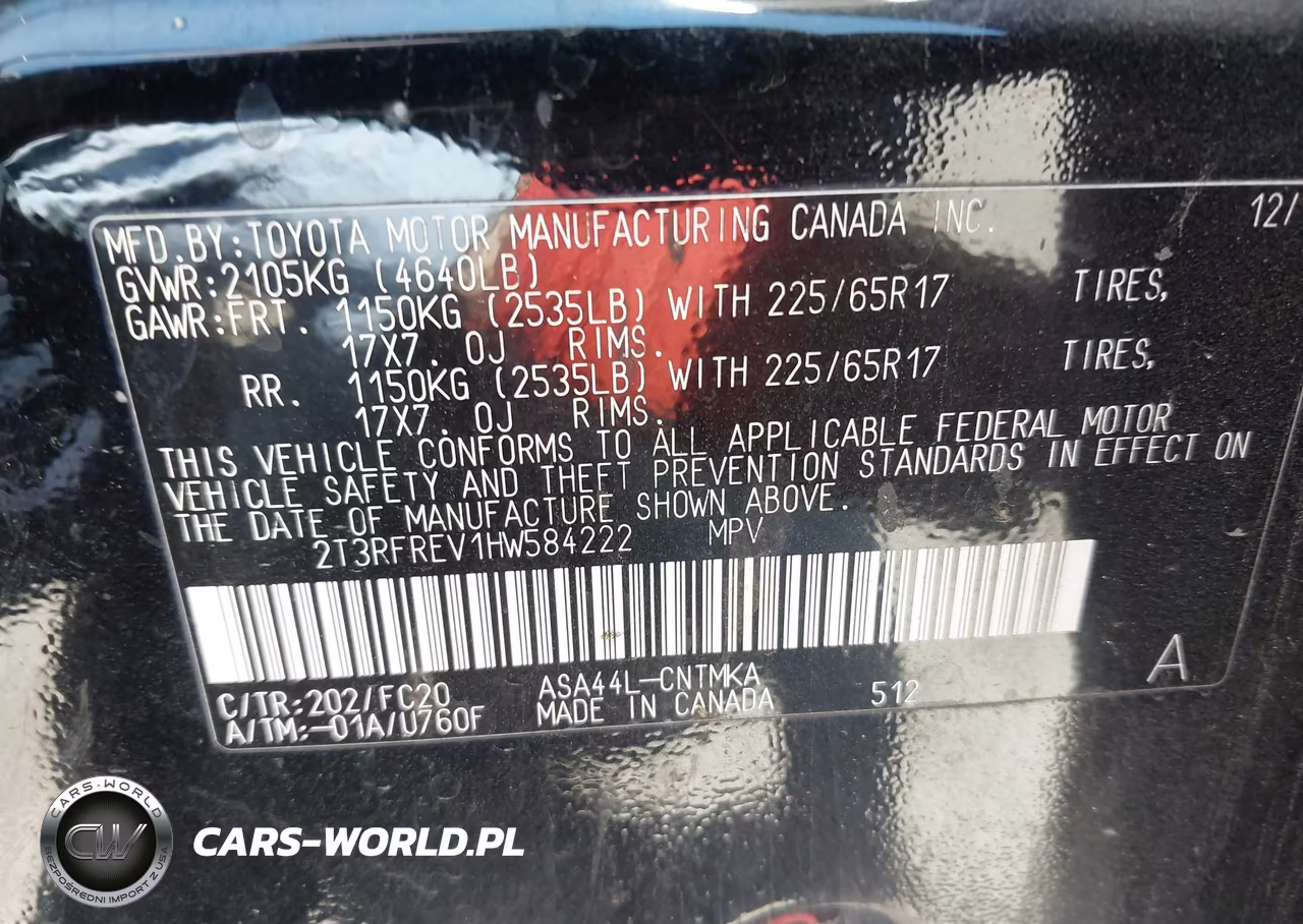 2017 Toyota Rav4 Xle VIN:2T3RFREV1HW584222 - 9
