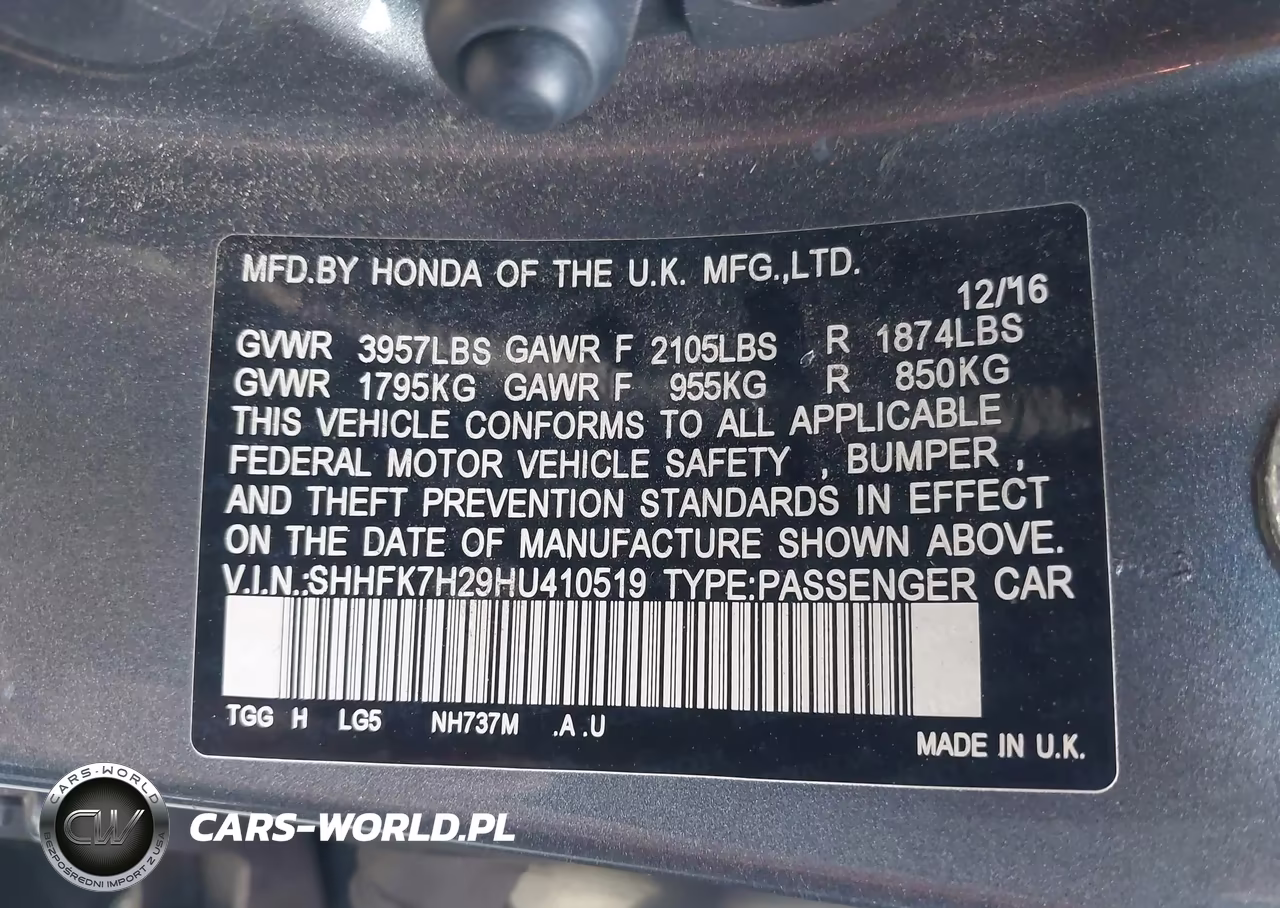 2017 Honda Civic Lx VIN:SHHFK7H29HU410519 - 9