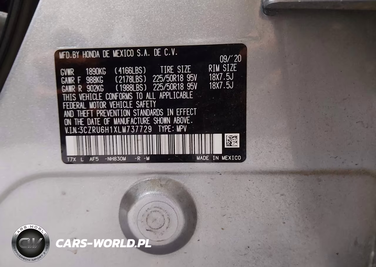 2020 Honda Hr-V Awd Sport VIN:3CZRU6H1XLM737729 - 9