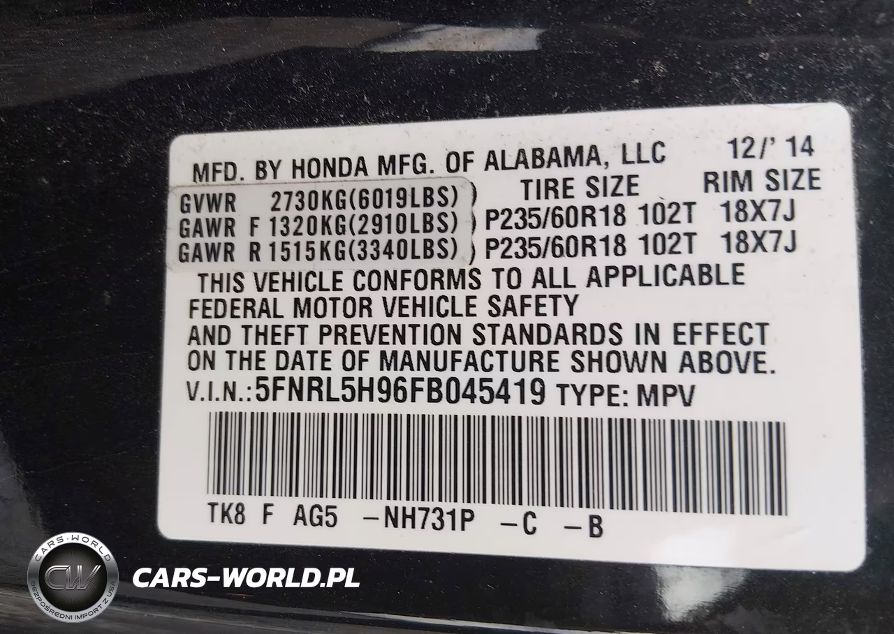2015 Honda Odyssey Touring-Touring Elite VIN:5FNRL5H96FB045419 - 9