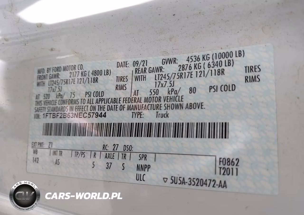 2022 Ford F-250 Xl VIN:1FTBF2B63NEC57944 - 9