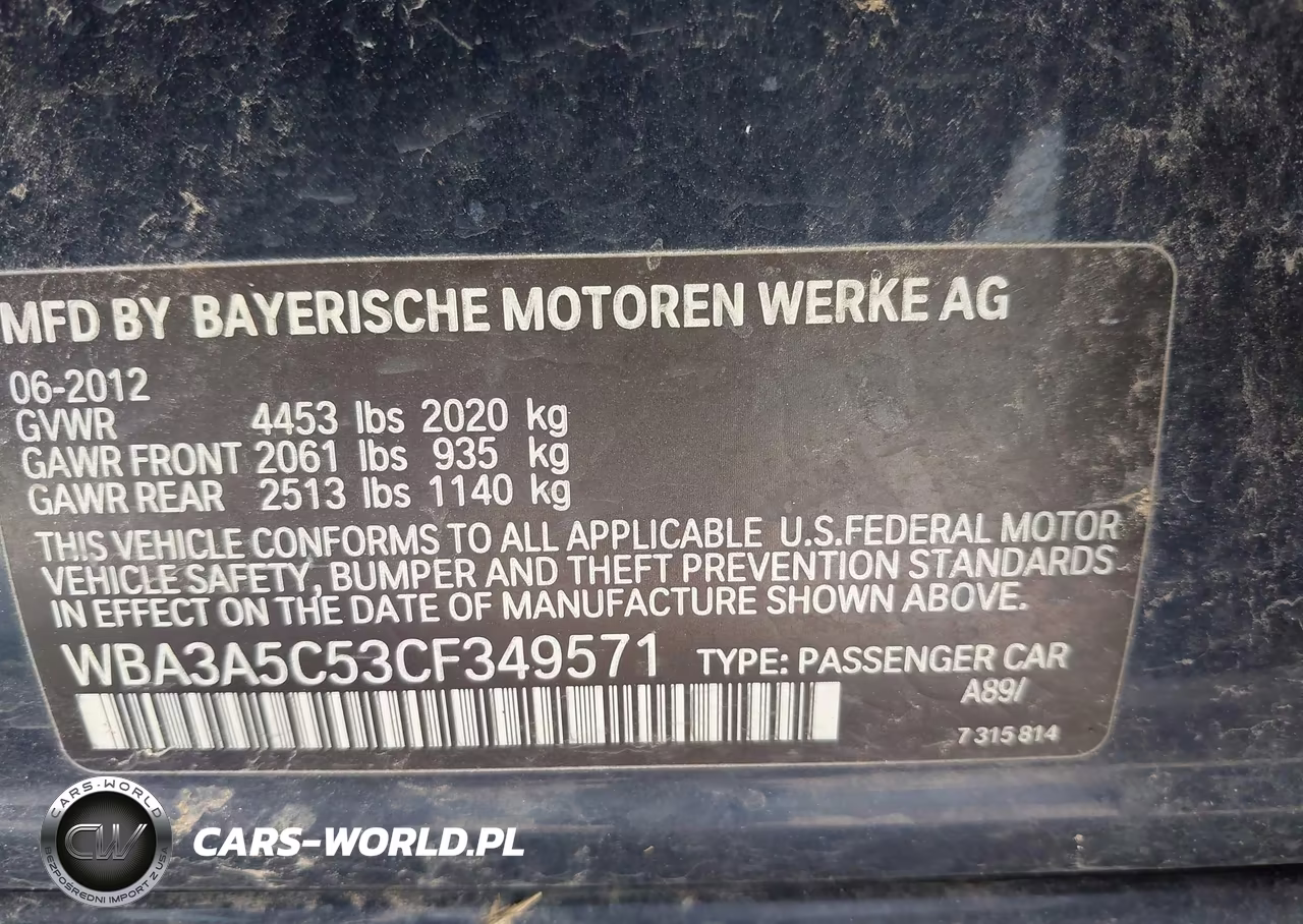 2012 BMW 328I VIN:WBA3A5C53CF349571 - 9
