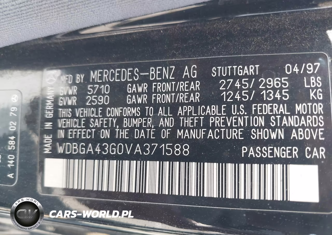 1997 Mercedes-Benz S 420 VIN:WDBGA43G0VA371588 - 9