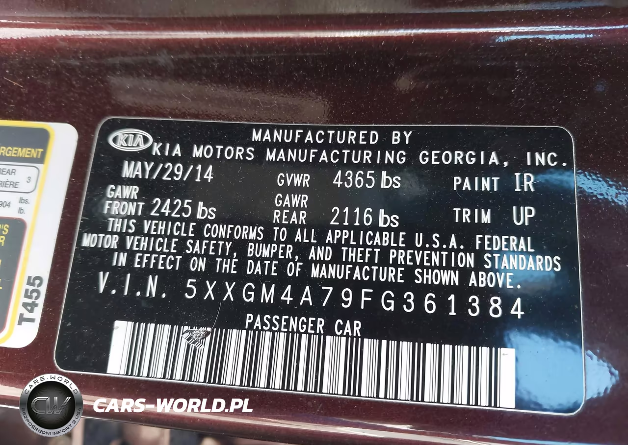 2015 Kia Optima Lx VIN:5XXGM4A79FG361384 - 9
