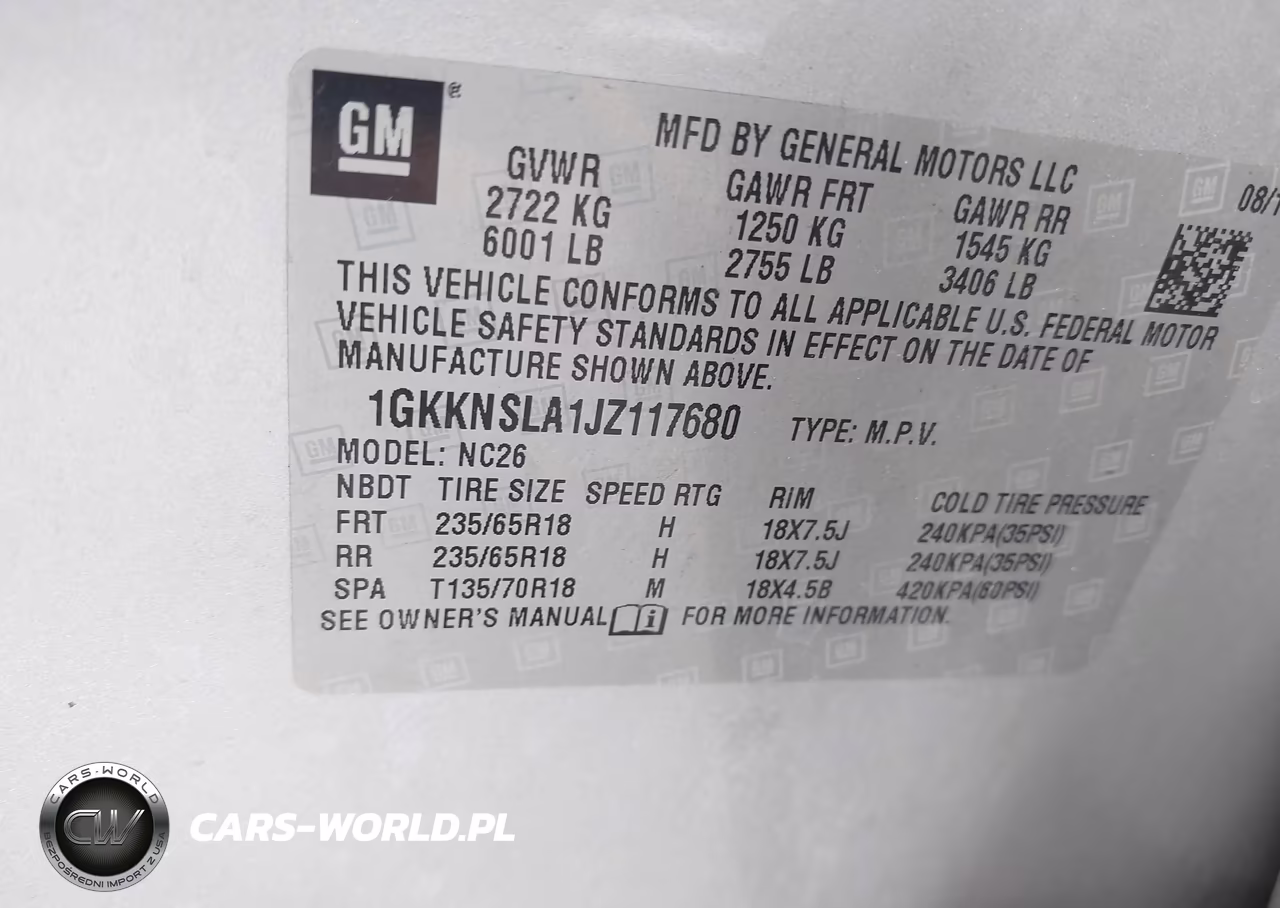 2018 GMC Acadia Sle-2 VIN:1GKKNSLA1JZ117680 - 9