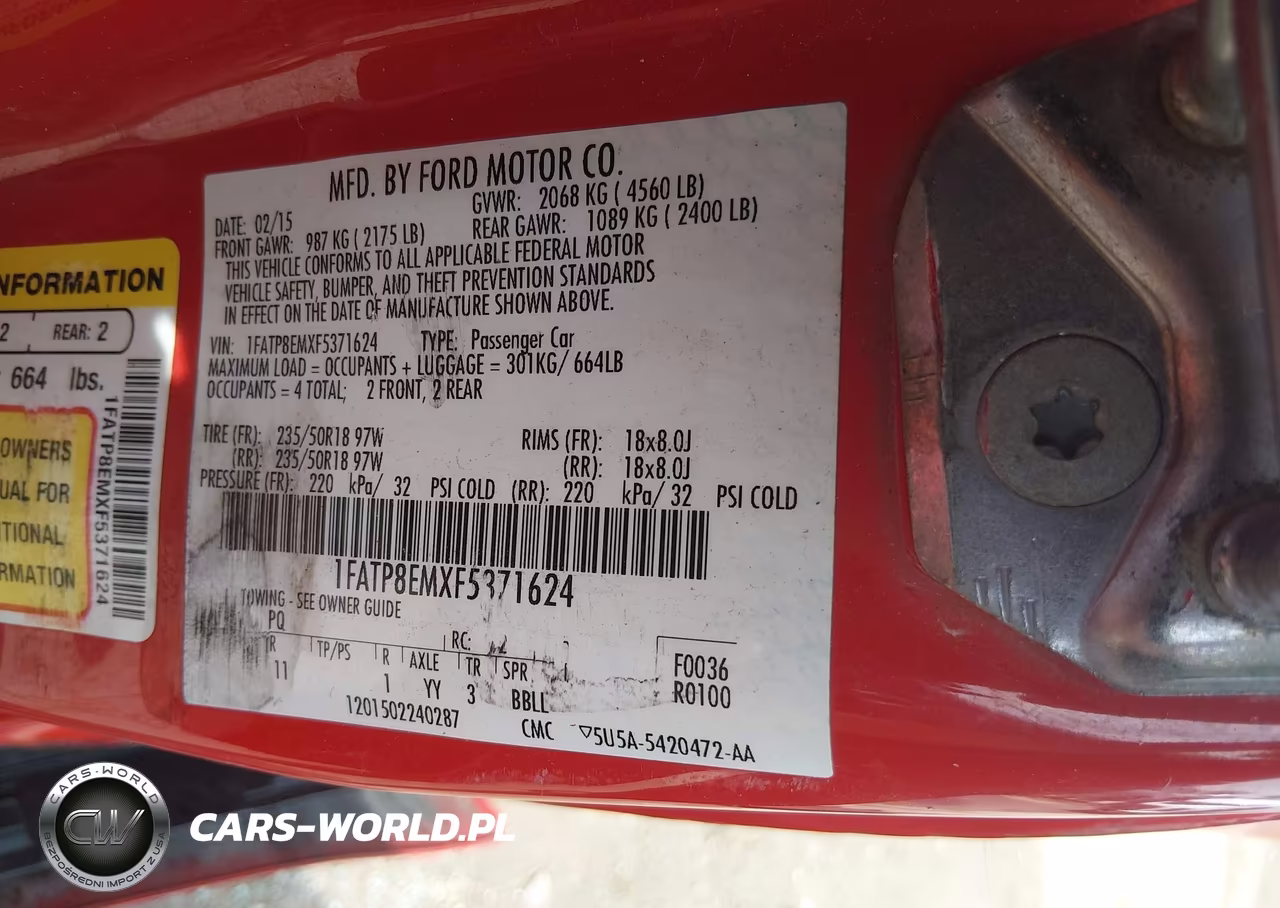 2015 Ford Mustang V6 VIN:1FATP8EMXF5371624 - 9