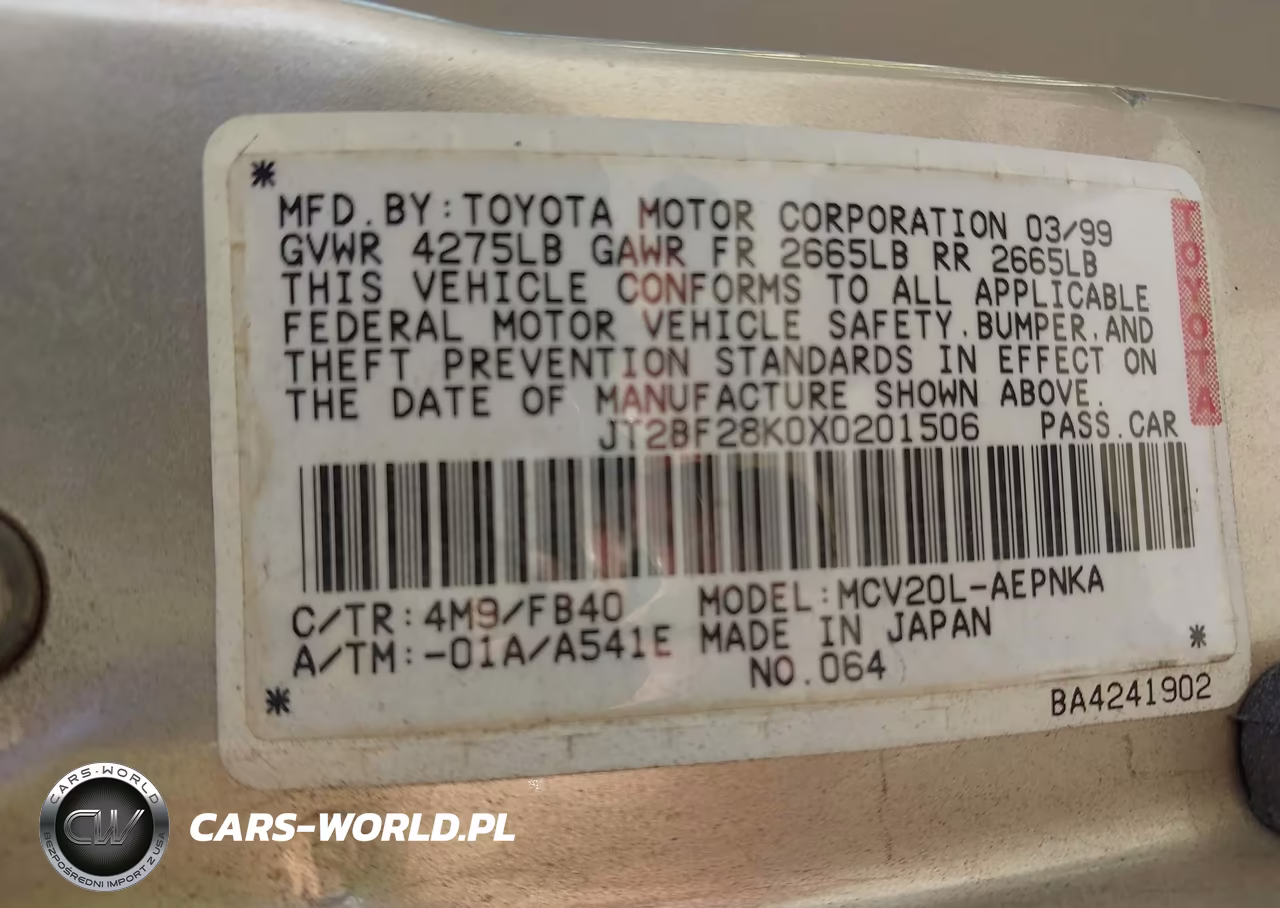 1999 Toyota Camry Le V6 VIN:JT2BF28K0X0201506 - 9