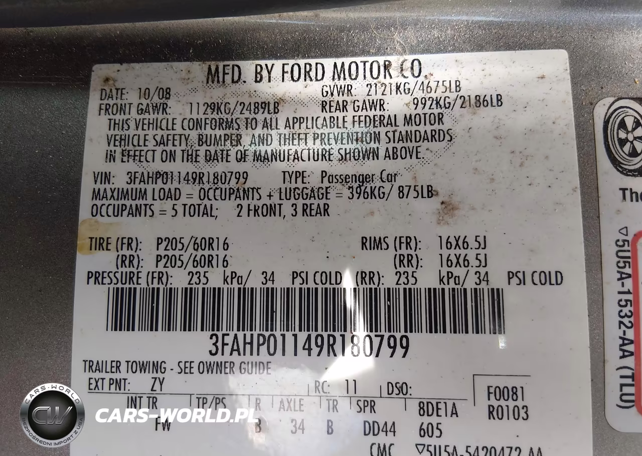 2009 Ford Fusion Se VIN:3FAHP01149R180799 - 9