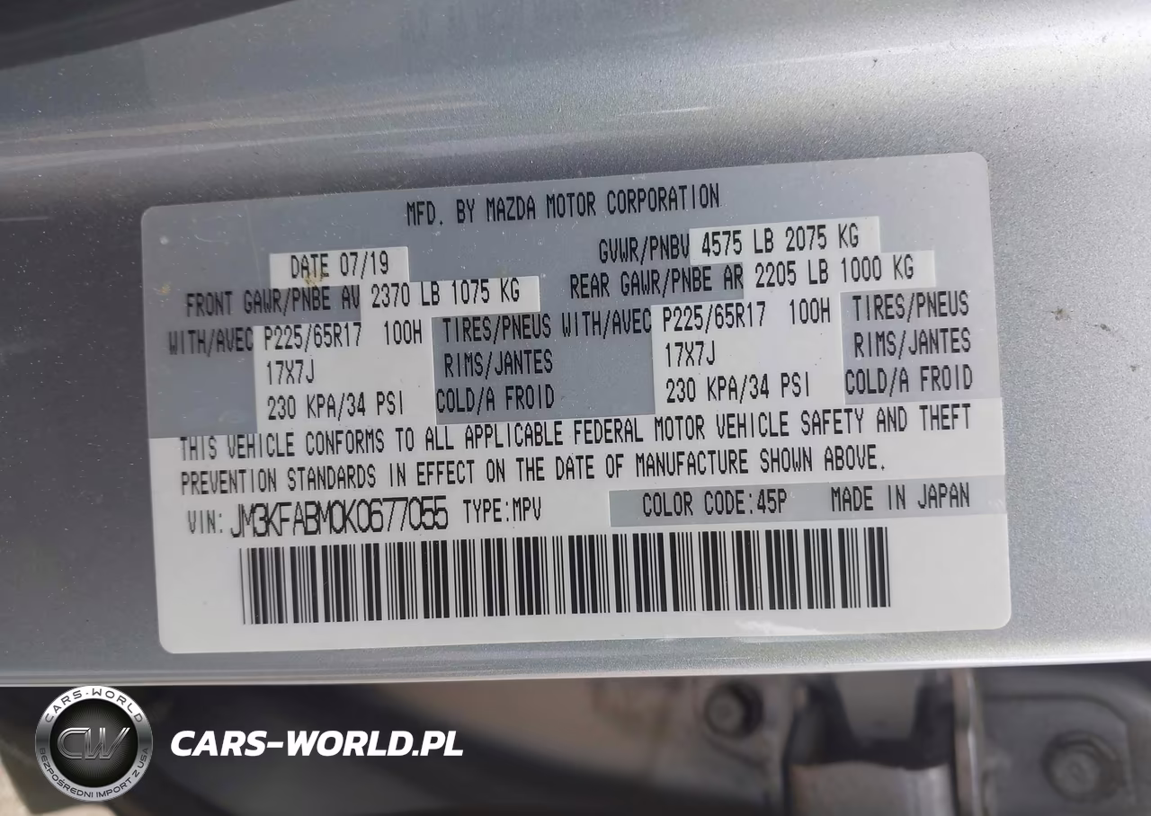 2019 Mazda Cx-5 Sport VIN:JM3KFABM0K0677055 - 9