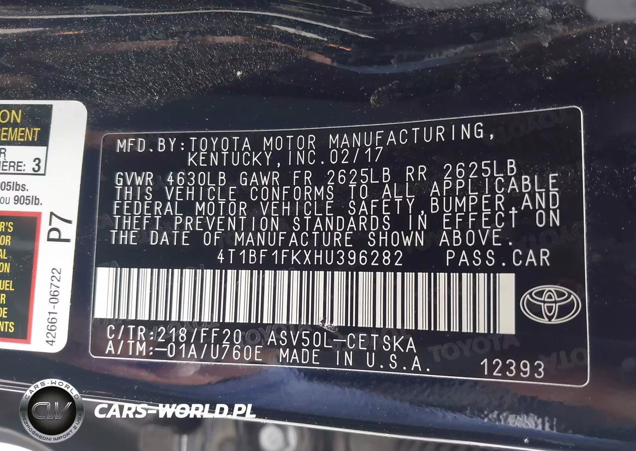 2017 Toyota Camry Se VIN:4T1BF1FKXHU396282 - 9