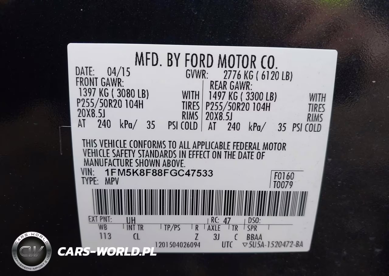 2015 Ford Explorer Limited VIN:1FM5K8F88FGC47533 - 9