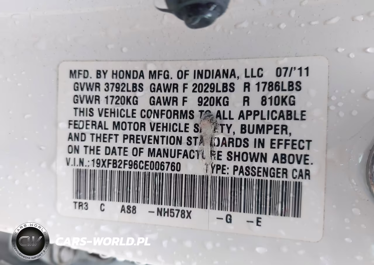 2012 Honda Civic Ex-L VIN:19XFB2F96CE006760 - 9