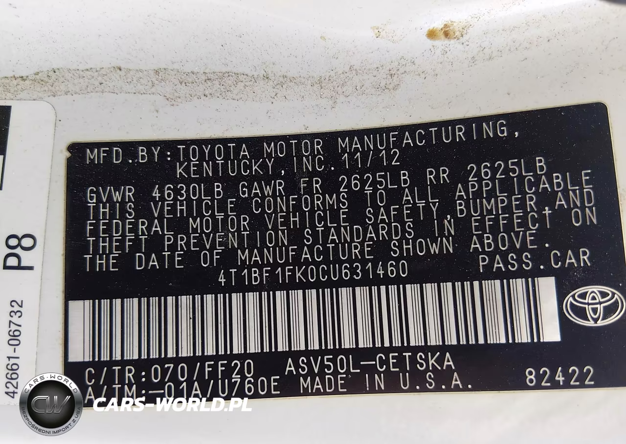 2012 Toyota Camry Se Limited Edition VIN:4T1BF1FK0CU631460 - 9