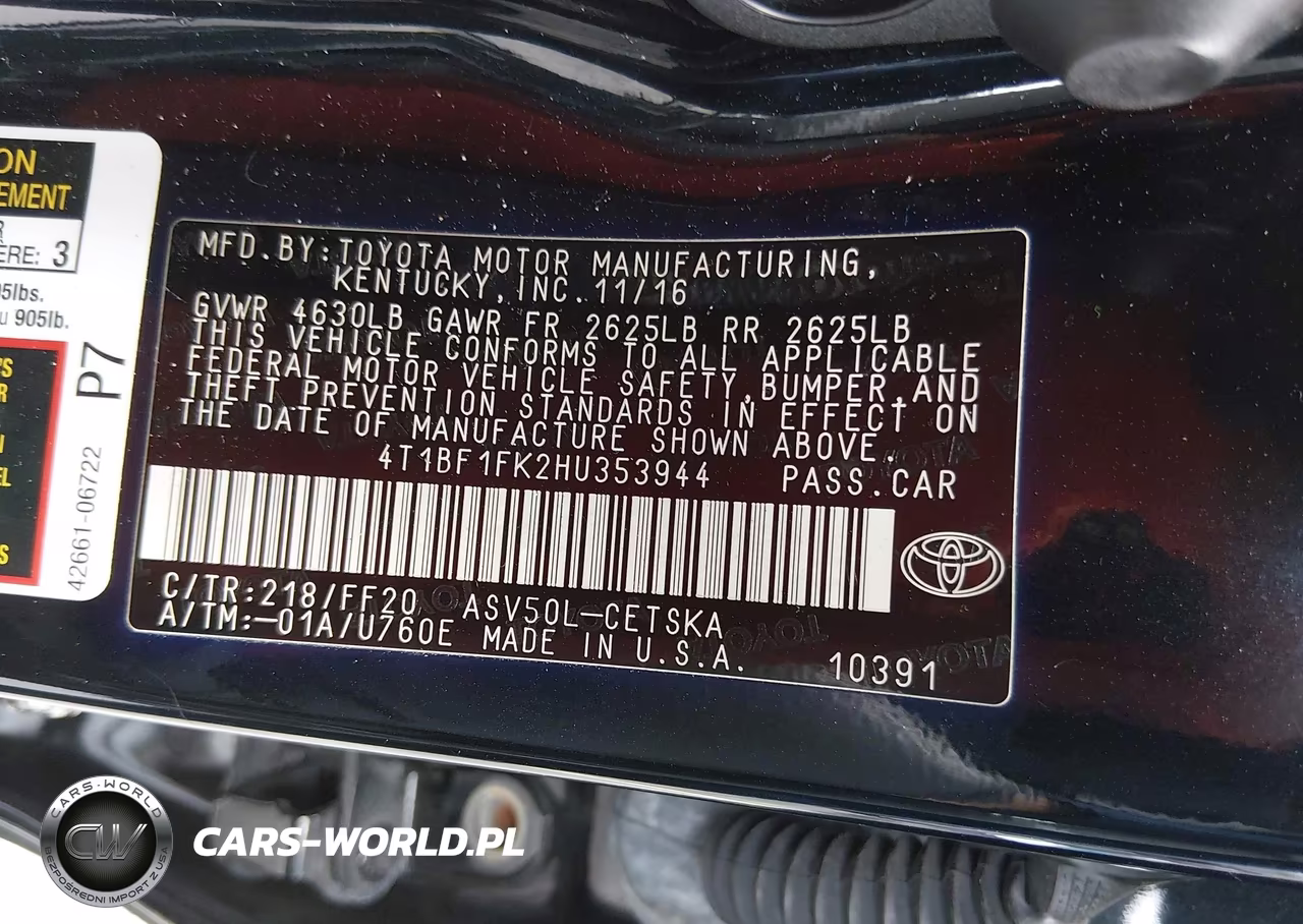 2017 Toyota Camry Se VIN:4T1BF1FK2HU353944 - 9