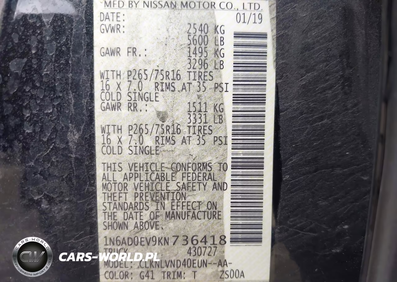 2019 Nissan Frontier Pro-4X VIN:1N6AD0EV9KN736418 - 9