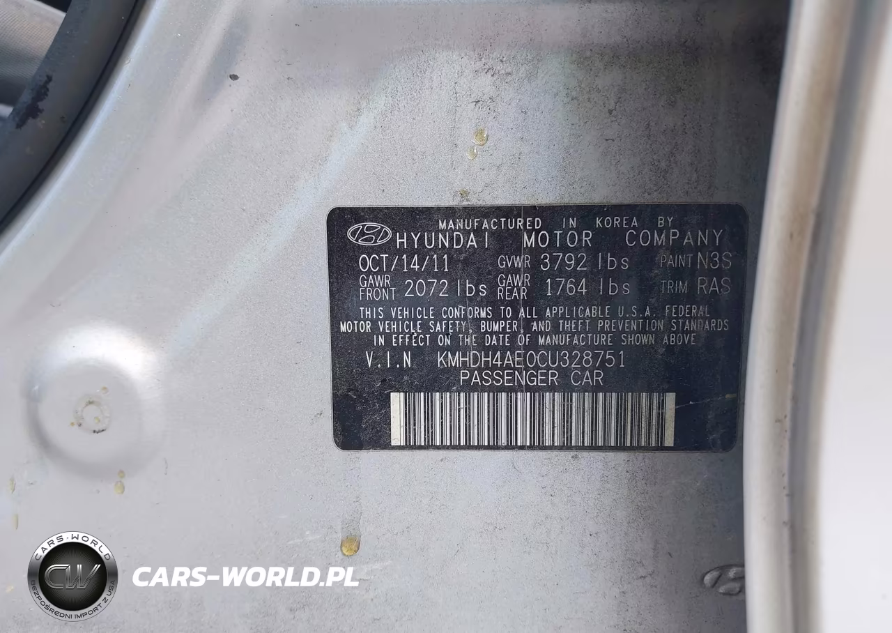 2012 Hyundai Elantra Gls (Ulsan Plant) VIN:KMHDH4AE0CU328751 - 9