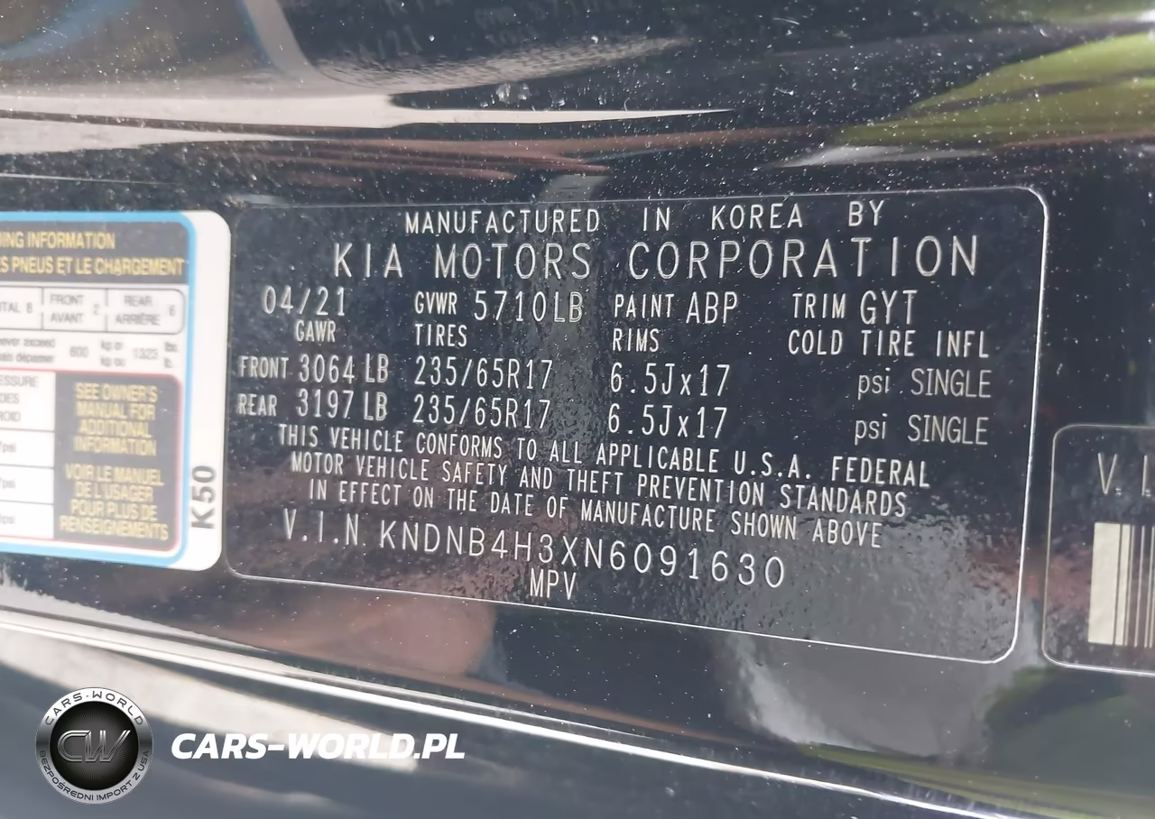 2022 Kia Carnival Mpv Lx Seat Package VIN:KNDNB4H3XN6091630 - 9