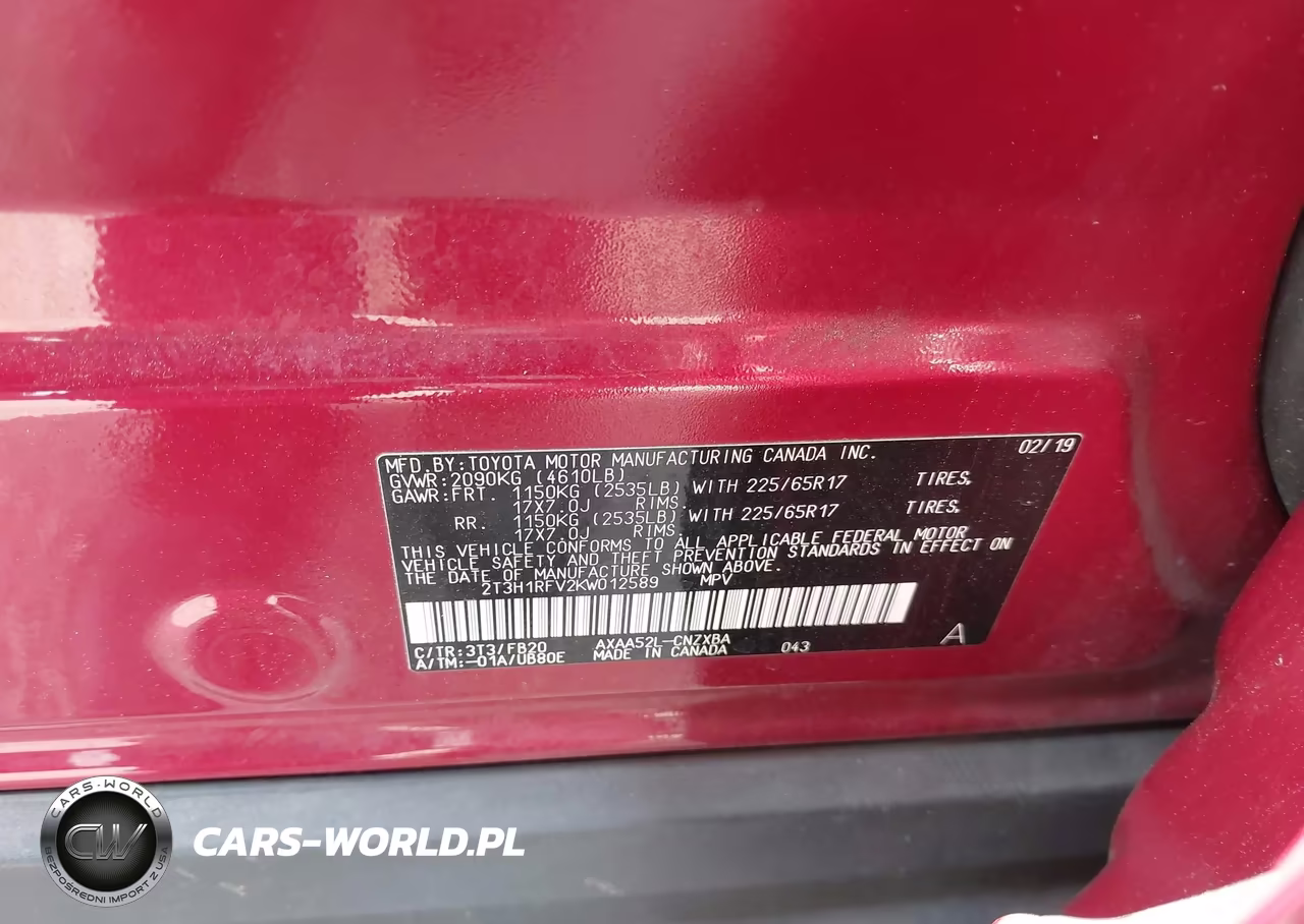 2019 Toyota Rav4 Le VIN:2T3H1RFV2KW012589 - 9