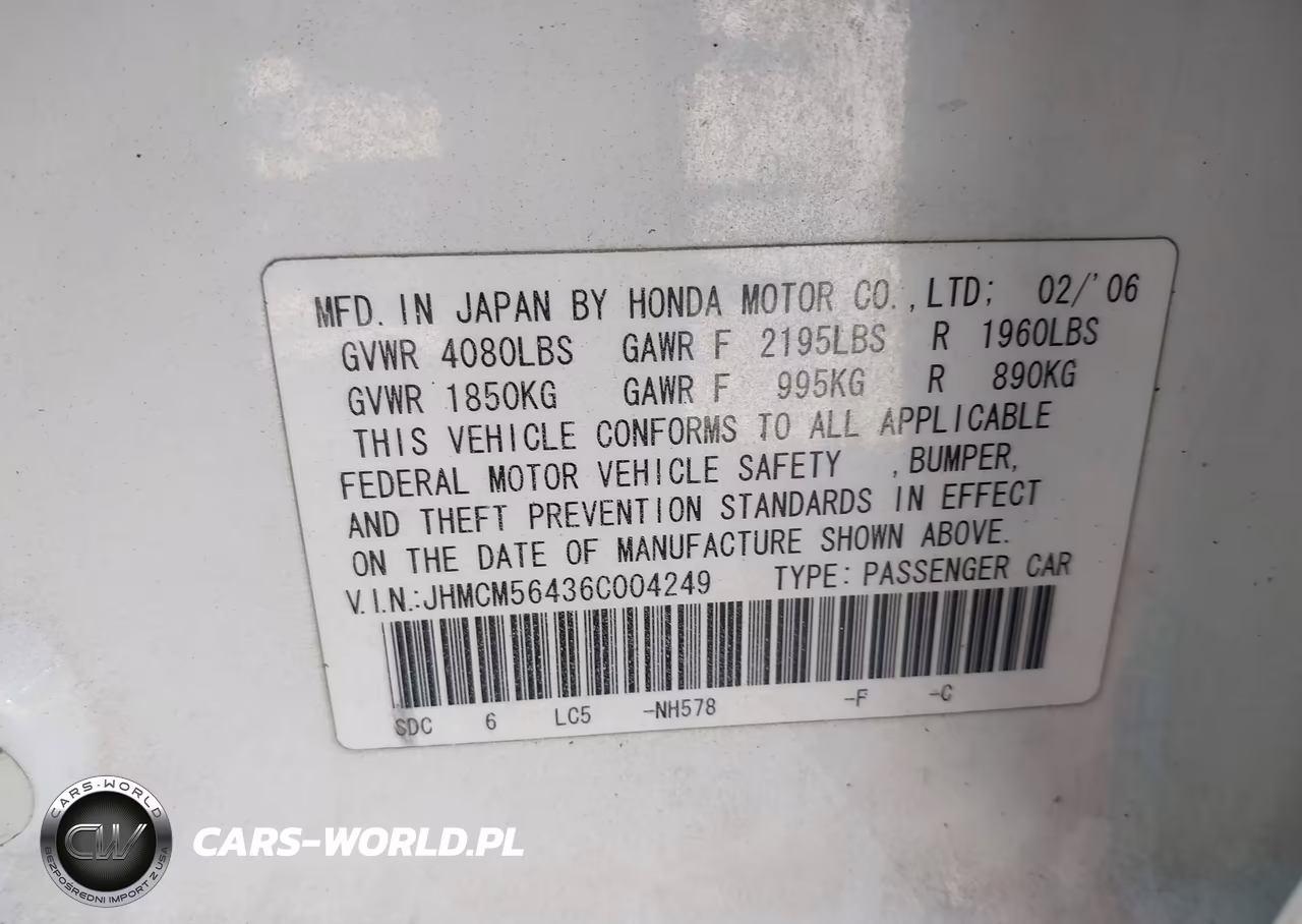 2006 Honda Accord 2.4 Lx VIN:JHMCM56436C004249 - 9