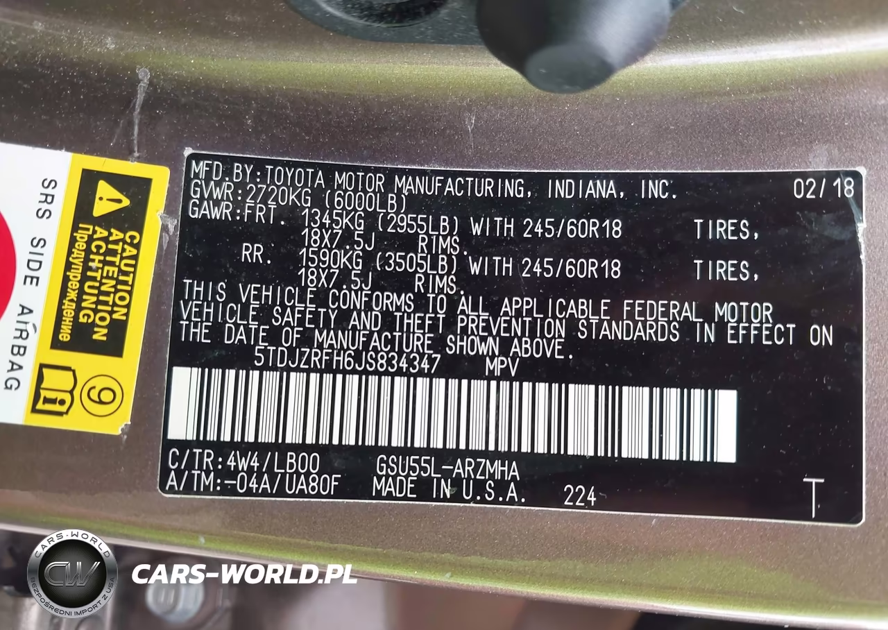 2018 Toyota Highlander Xle VIN:5TDJZRFH6JS834347 - 9